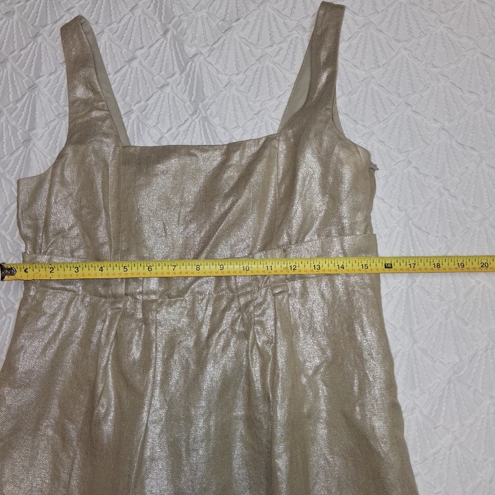 Kenneth Cole Reaction Shimmering Silver Metalic Obobe Knee  Midi Dress Sz 6 - Picture 7 of 16
